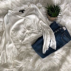 White boho  midi blouse with bell sleeves.